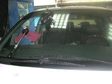 汽車玻璃修補中